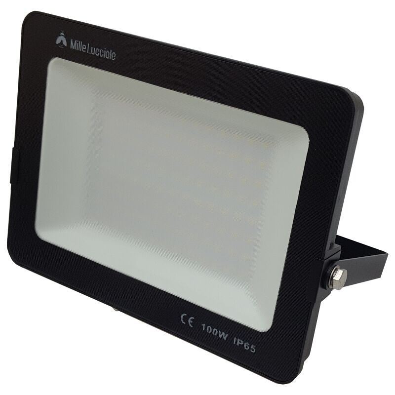 foto del prodotto faro led slim da esterno 100w ip65 faretto smd altà luminosità luce calda fredda metallo nero calda 3000k