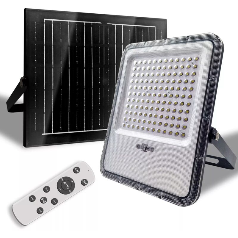 foto del prodotto faro led solare 7000k, luce bianca con controllo wireless, 180w 240w, impermeabile ip65 per esterni - 180w - maka