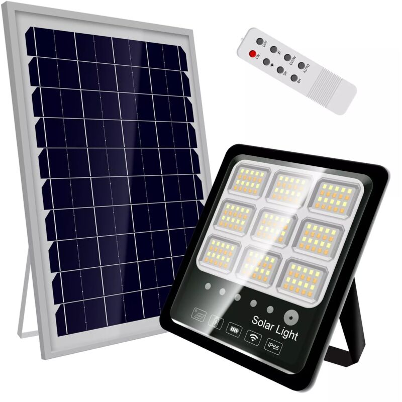 foto del prodotto faro led solare da esterno 100w, 200w, 400w con pannello fotovoltaico impermeabile ip65 100w maka