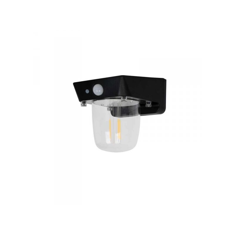 foto del prodotto faro led solare da parete 1,2w 120lm 3000k rotondo trasparente interrrutore 3 modalit 