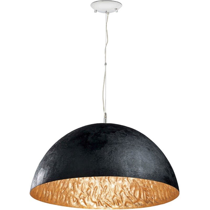 foto del prodotto faro magma-p - sospensione a soffitto a 3 luci a cupola nera, oro, e27