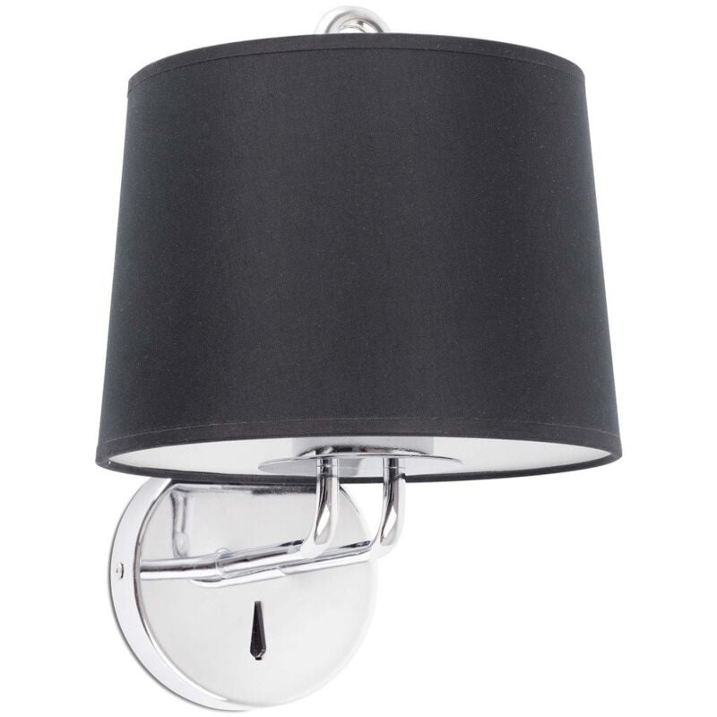 foto del prodotto faro montreal lampada da parete cromata, paralume nero