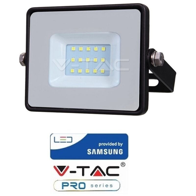 foto del prodotto faro nero led ip65 10w ultrasottile chip samsung v tac pro vt 10b 3000k sku 424