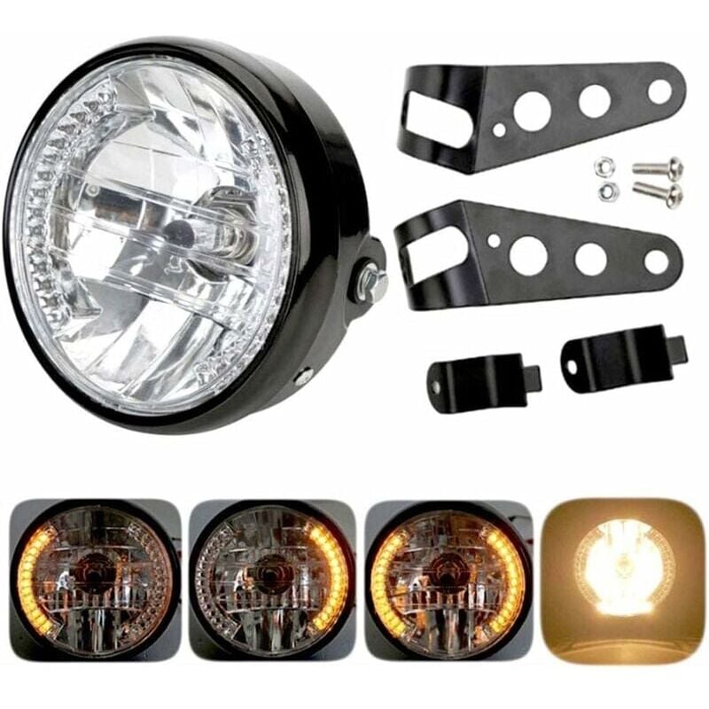 foto del prodotto faro per moto rotondo proiezione led con staffa di montaggio led alogeno 12v 7 