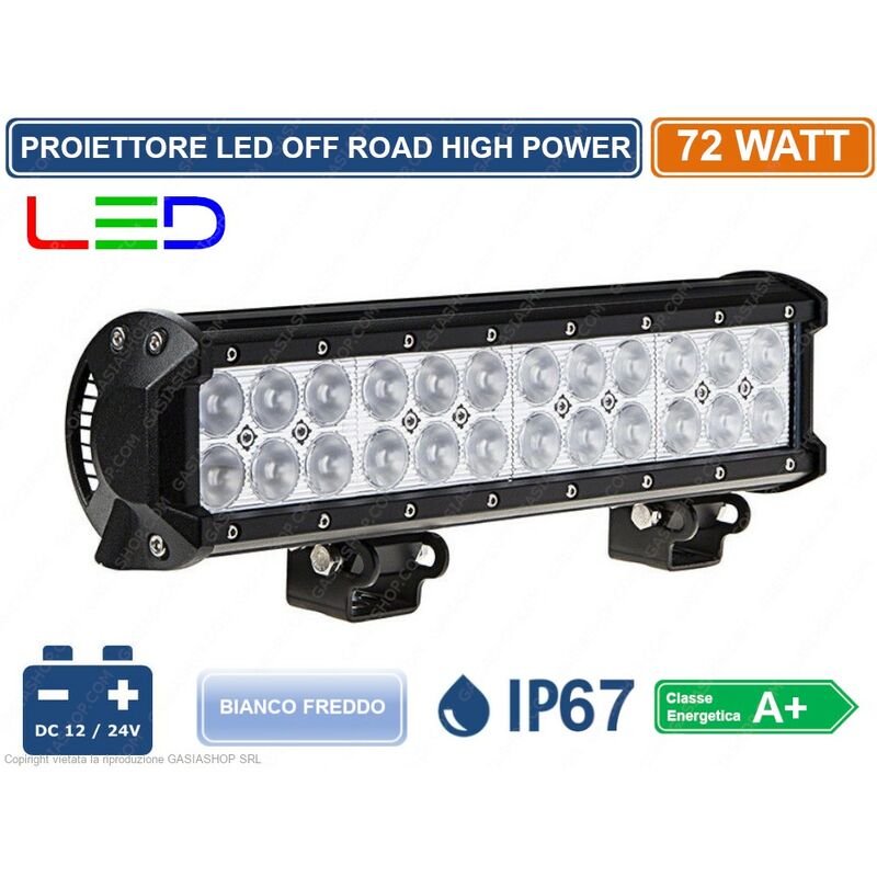 foto del prodotto faro proiettore barra led cree off road luce di lavoro supplementare 10v 30v 72w ip67 jeep auto