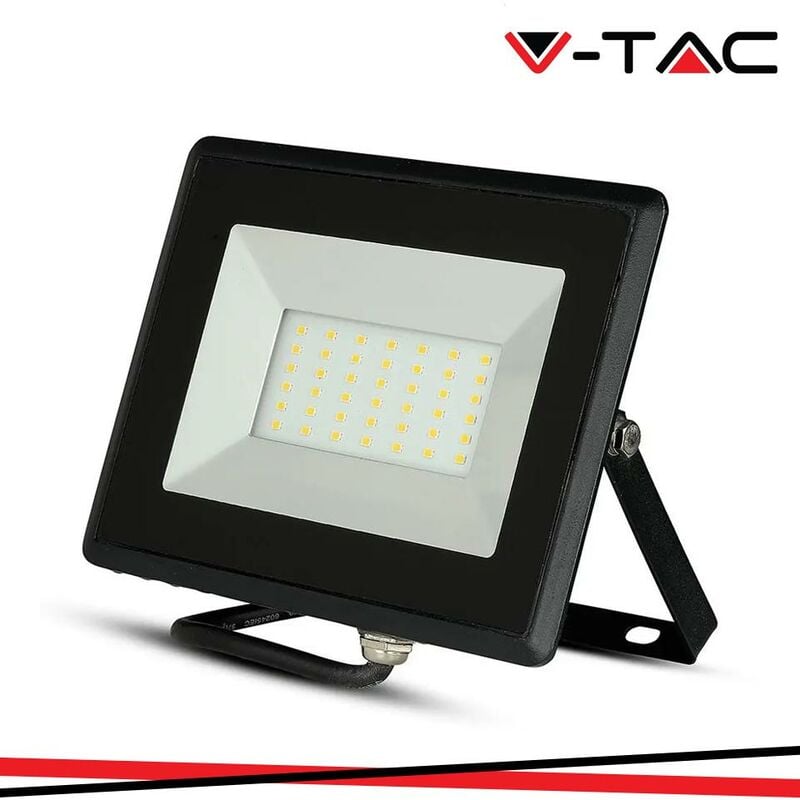 foto del prodotto faro proiettore led 50w nero da esterno ip65 bianco freddo 6500k v tac