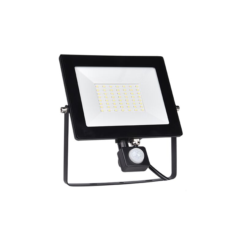 foto del prodotto faro proiettore led nero da esterno con sensore di movimento impermeabile luce bianca fredda 50w