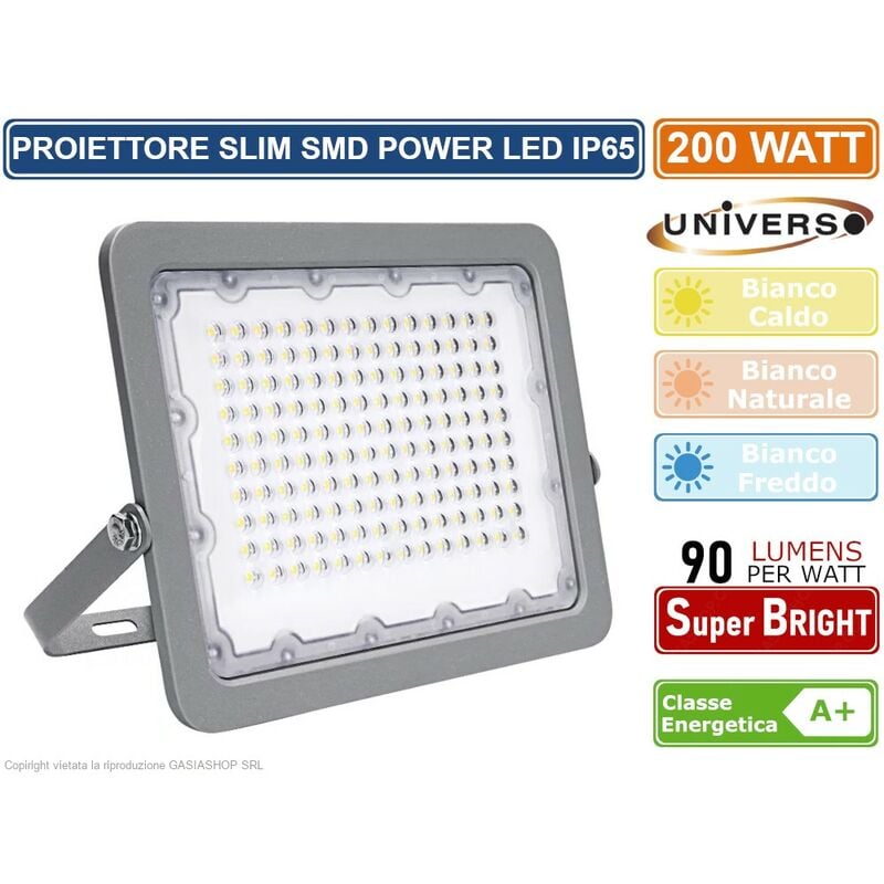 foto del prodotto faro proiettore slim ultrasottile smd power led 200w da esterno ip65 18.000 lumen colore luce bianco freddo