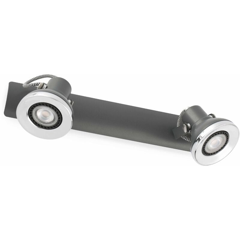 foto del prodotto faro ring 2 faretto da parete orientabile 2 luci da interno grigio, gu10