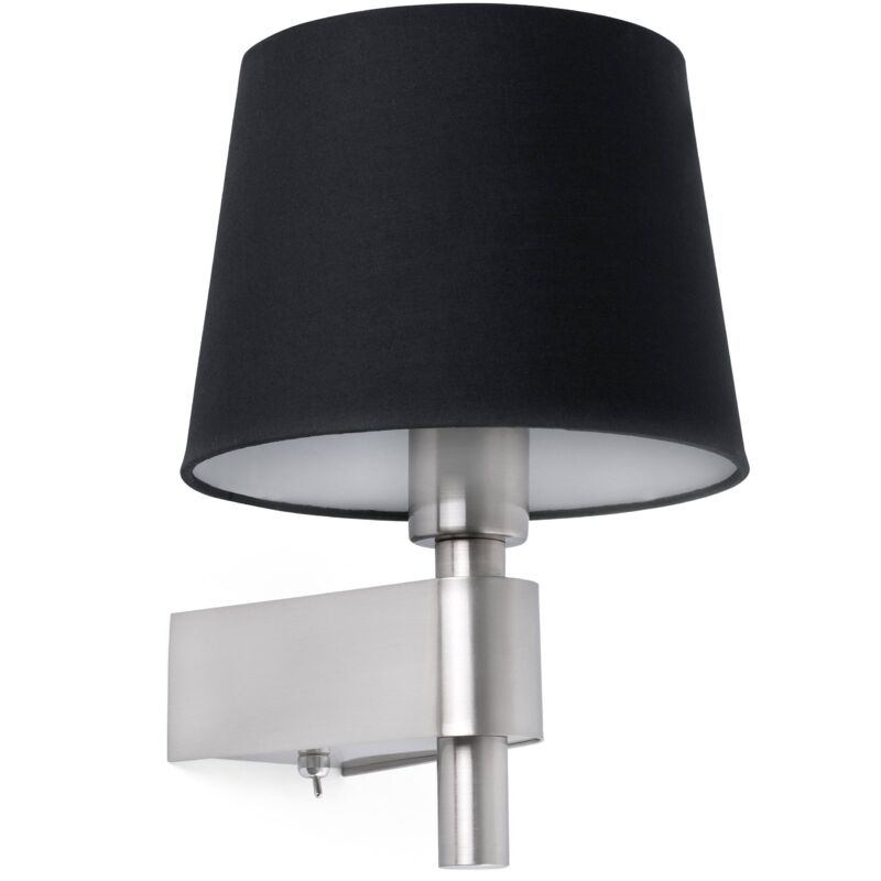 foto del prodotto faro room applique da interno 1 luce nera, nichel satinato, attacco e27