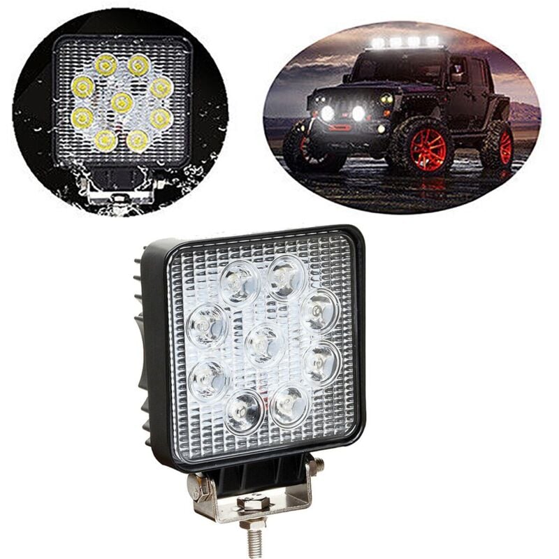 foto del prodotto faro slim supplementare profondita auto fuoristrada 12v quadrato 9 led 27w ip68