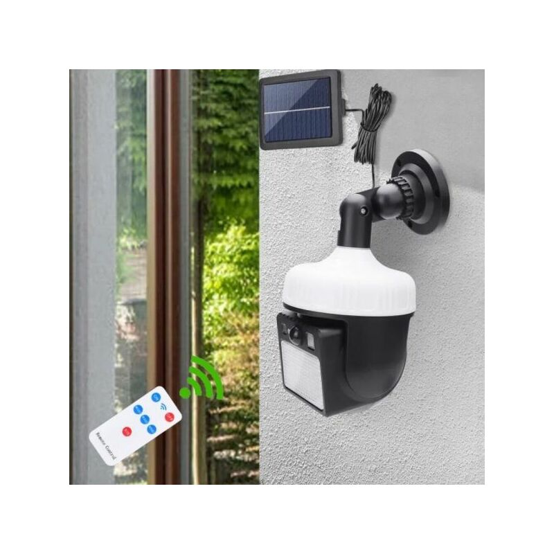 foto del prodotto faro solare 300 led smd con telecomando faretto sensore di movimento jx 8116a