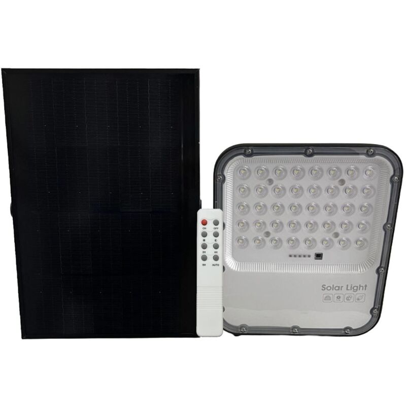 foto del prodotto faro solare a led 100w per esterno con pannello solare e telecomando temperatura 5000k gloca