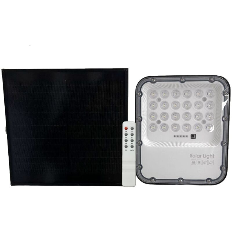 foto del prodotto faro solare a led 50w per esterno con pannello solare e telecomando gloca