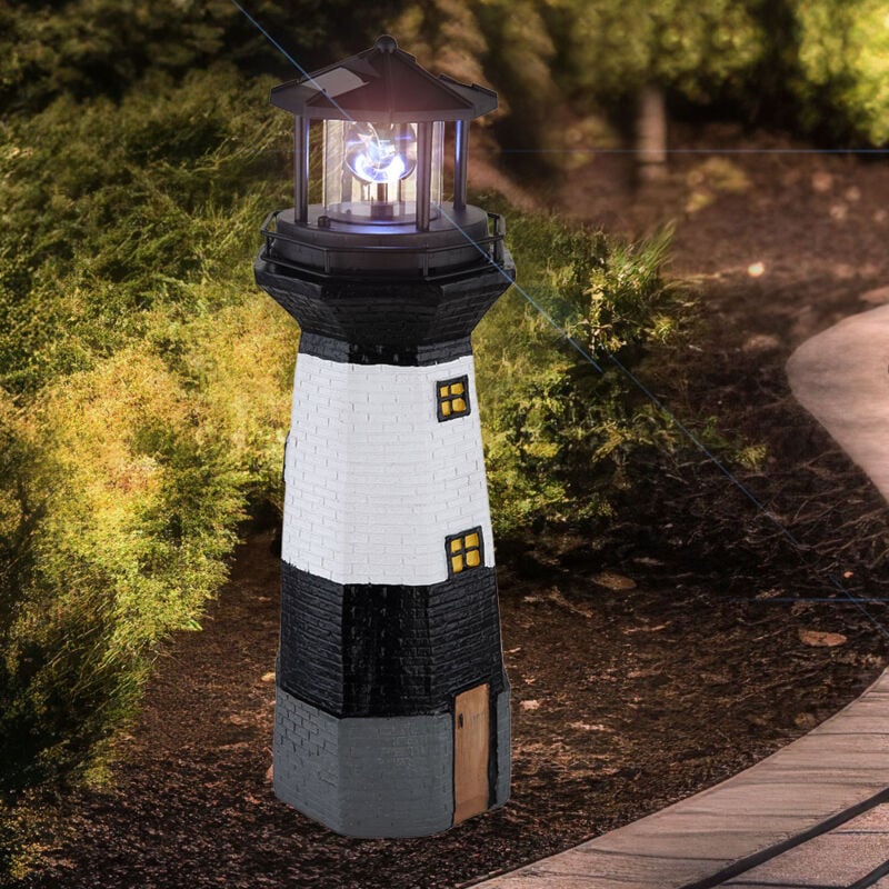 foto del prodotto faro solare da esterno faro resistente alle intemperie solare per esterno decorazione faro con luce, batteria ricaricabile, nero bianco trasparente,