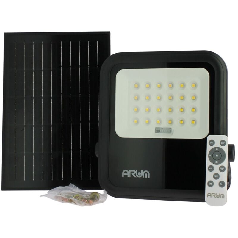 foto del prodotto faro solare da esterno fernando da 100 w, 900 lumen, ip65, 4000 k, con pannello solare e telecomando