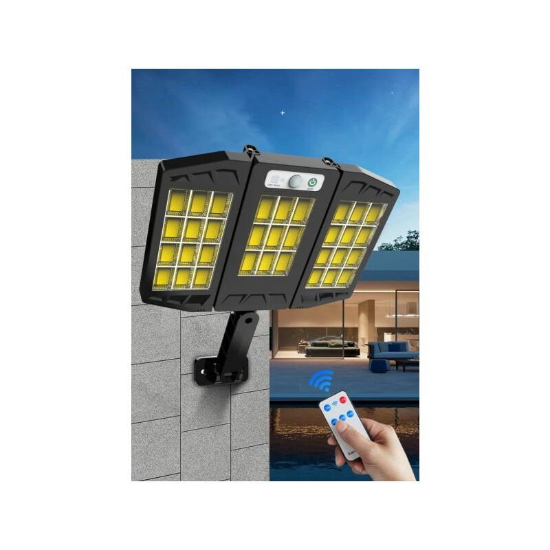 foto del prodotto faro solare faretto con telecomando sensore di movimento 264 led cob hs v97