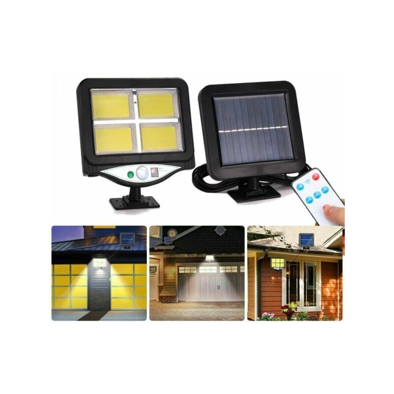 foto del prodotto faro solare led con pannello faretto sensore di movimento 128 led cob bk 128 4