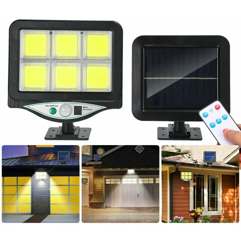 foto del prodotto faro solare led con pannello faretto sensore di movimento 128 led cob bk 128 6