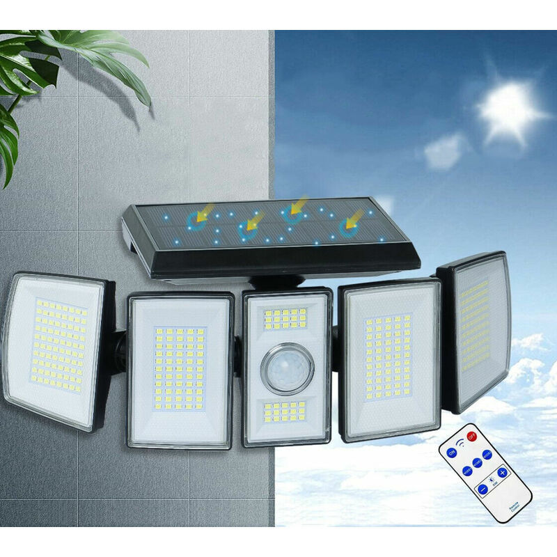 foto del prodotto faro solare led orientabile faretto telecomando sensore di movimento 300led