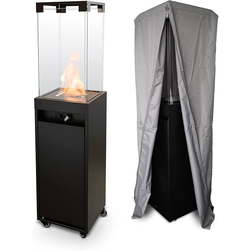 foto del prodotto faro stufa da terrazzo, gas propano, jet black, 8 kw, portatile e indipendente, per giardino e terrazza riduttore casa inclusa planika