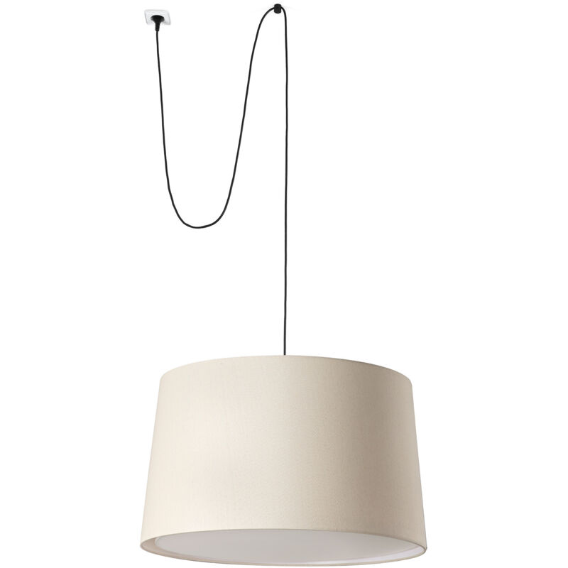 foto del prodotto faro windsor lampada a sospensione cilindrica da soffitto nera, lino con clip 3x e27