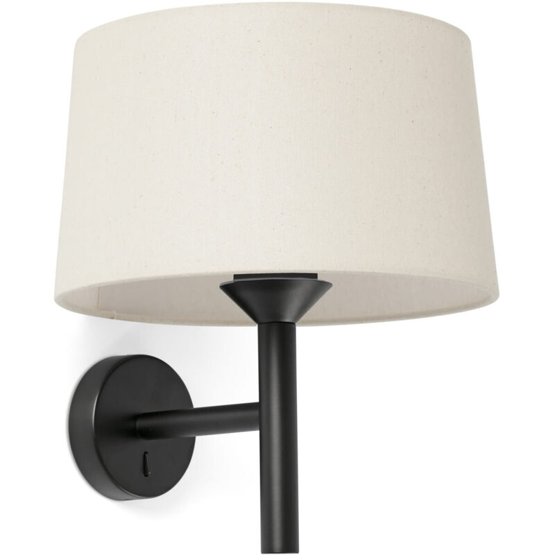 foto del prodotto faro windsor lampada da parete con paralume nero opaco, lino 1x e27
