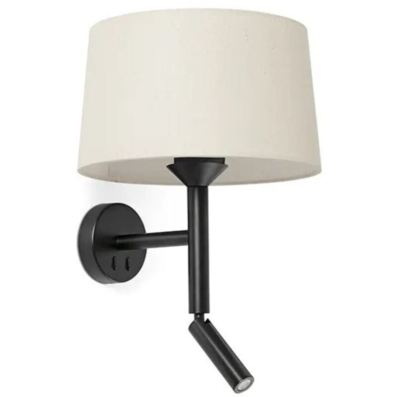 foto del prodotto faro windsor lampada da parete per lettura nero opaco, lino 1x e27