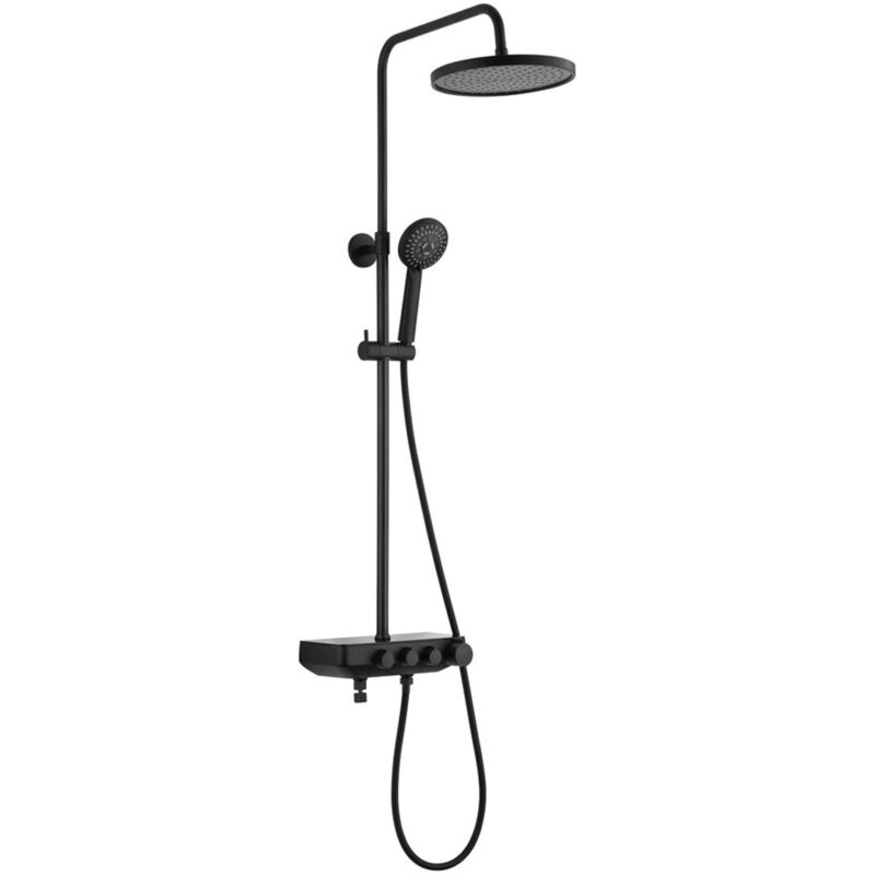 foto del prodotto farrao set doccia con miscelatore, diametro 25 cm, 3 getti, nero sl450b aqualine
