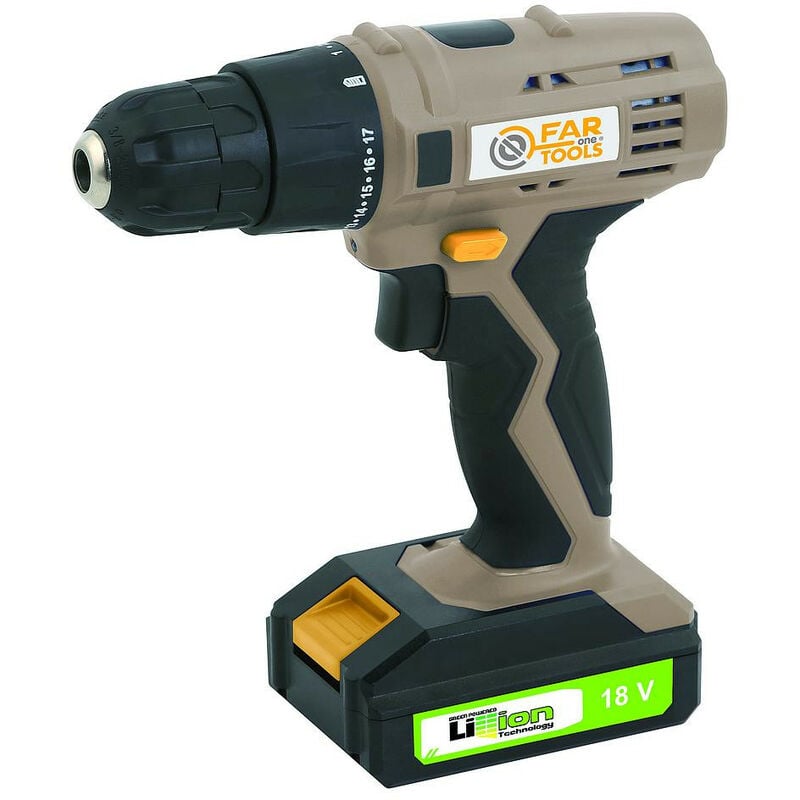 foto del prodotto fartools trapano avvitatore a batteria 18 v li ion 1.3 ah con 16 nm di coppia li 180