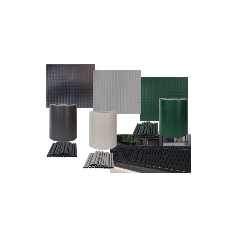 foto del prodotto fasce oscuranti stuoia frangivista h 19 cm. x 35mt antracite grigio verde