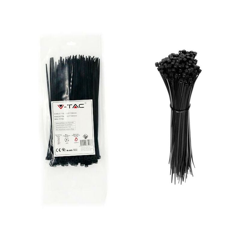 foto del prodotto fascetta 2.5 x 150mm nero 100 pcs pack
