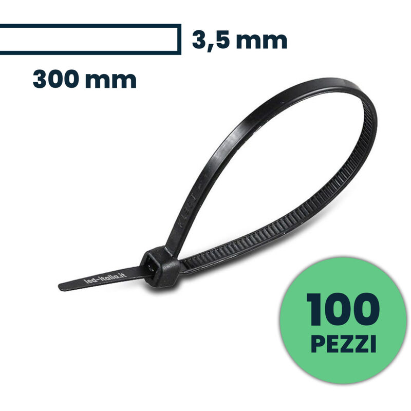 foto del prodotto fascetta 3.5 x 300mm nero 100 pcs pack