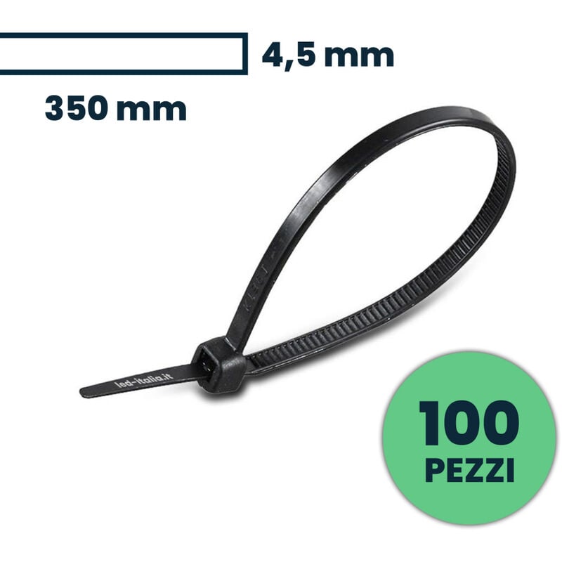 foto del prodotto fascetta 4.5 x 350mm nero 100 pcs pack