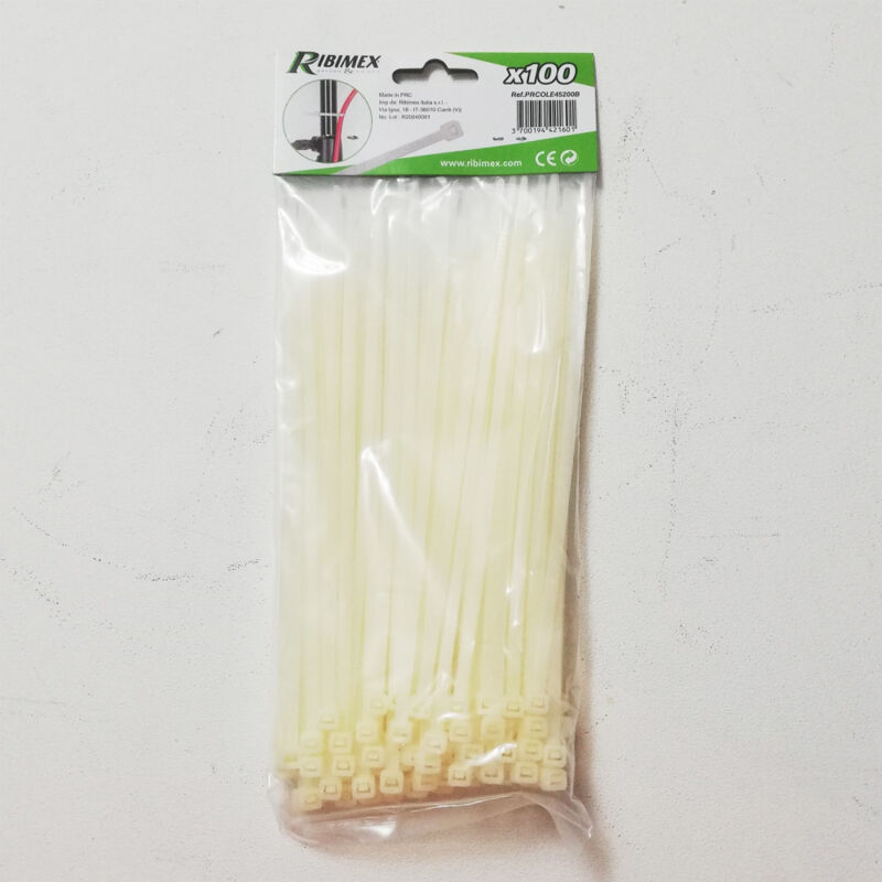 foto del prodotto fascetta cablaggio bianca 350 x 4,8mm a stringere busta da 100 pz