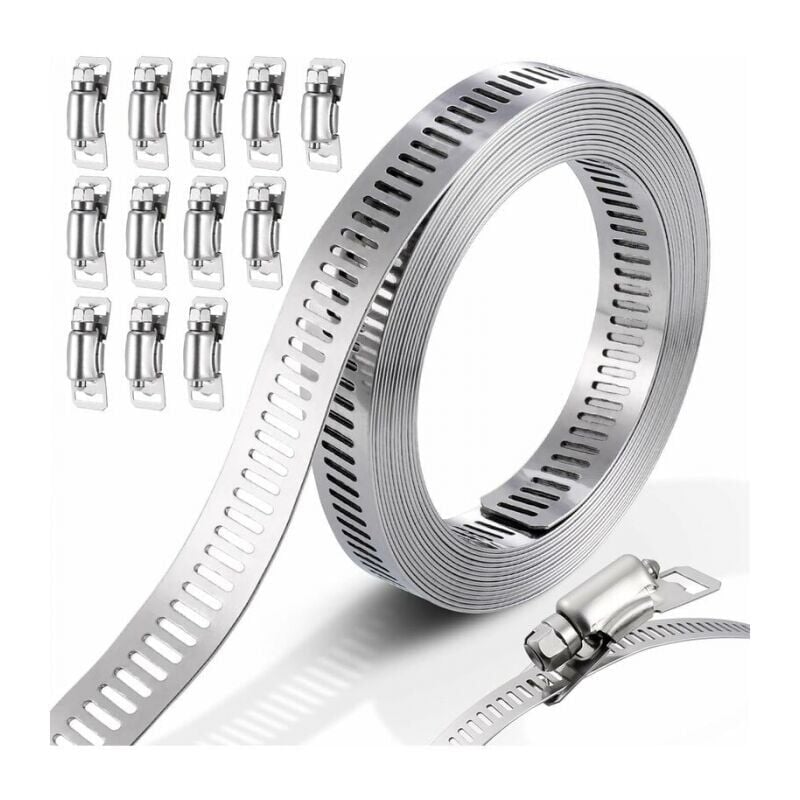 foto del prodotto fascetta stringitubo, fascetta stringitubo in acciaio inox 304, fascetta stringitubo regolabile, fascetta stringitubo in acciaio inox, 3 metri 12
