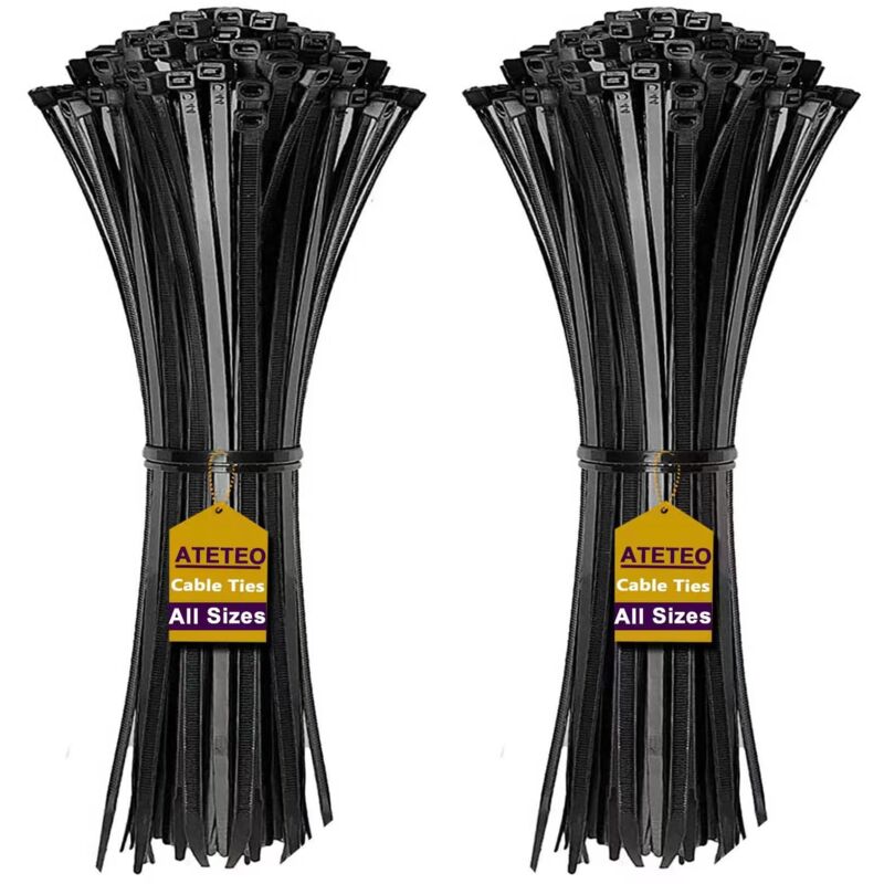 foto del prodotto fascette fermacavi, confezione da 200 fascette in nylon autobloccanti balck per cavi, 10,2 cm 20,3 cm 30,5 cm 45,7 cm 61 cm