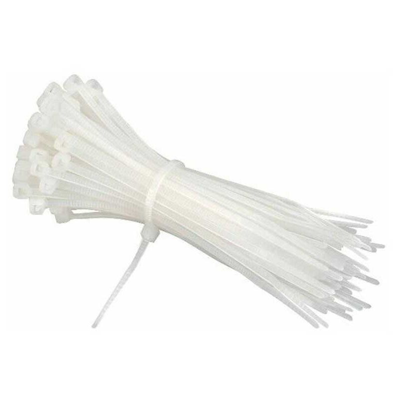 foto del prodotto fascette in plastica bianche 3,6 200 mm per cablaggio cavi conf. 100 pz