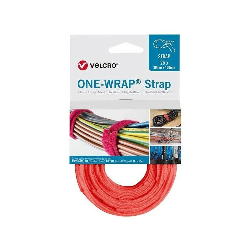 foto del prodotto fascette in velcro una fascia strap 20 x 200 mm arancione 25 unit 