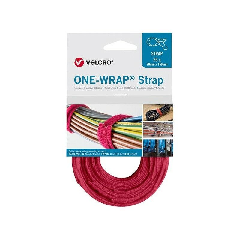 immagine 0 del prodotto fascette in velcro una fascia strap 20 x 200 mm rosso 25 unit 