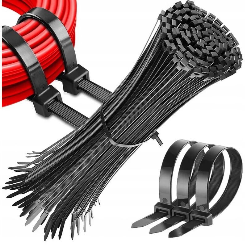 foto del prodotto fascette per cablaggi molto resistenti 100 pz nere lunghe 4,80x300
