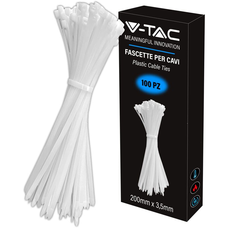 foto del prodotto fascette per cavi in plastica misura 2.5 mm x 200 mm confezione 100 pezzi fascette per cablaggio multiuso stringicavo portacavi fermacavi per