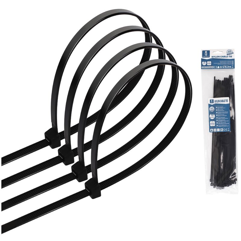 foto del prodotto fascette stringicavo 3,6x250mm nere confezione 40pz aigostar