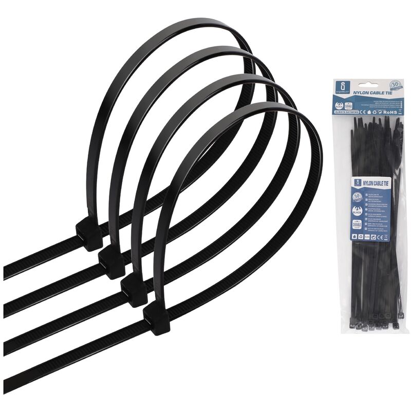 foto del prodotto fascette stringicavo 4,8x350mm nere confezione 30pz aigostar
