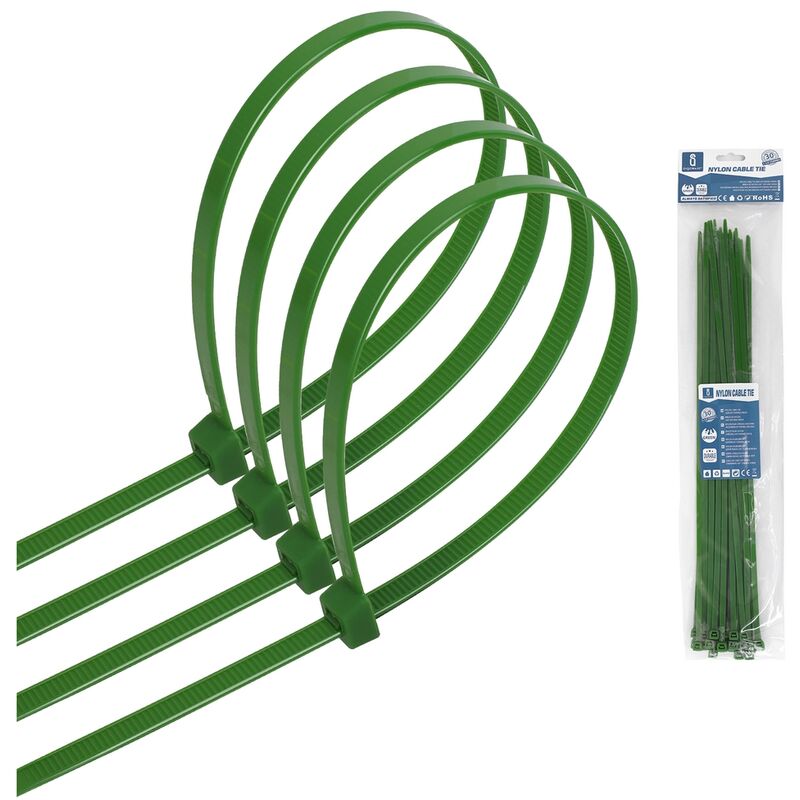 foto del prodotto fascette stringicavo 4,8x350mm verdi confezione 30pz aigostar