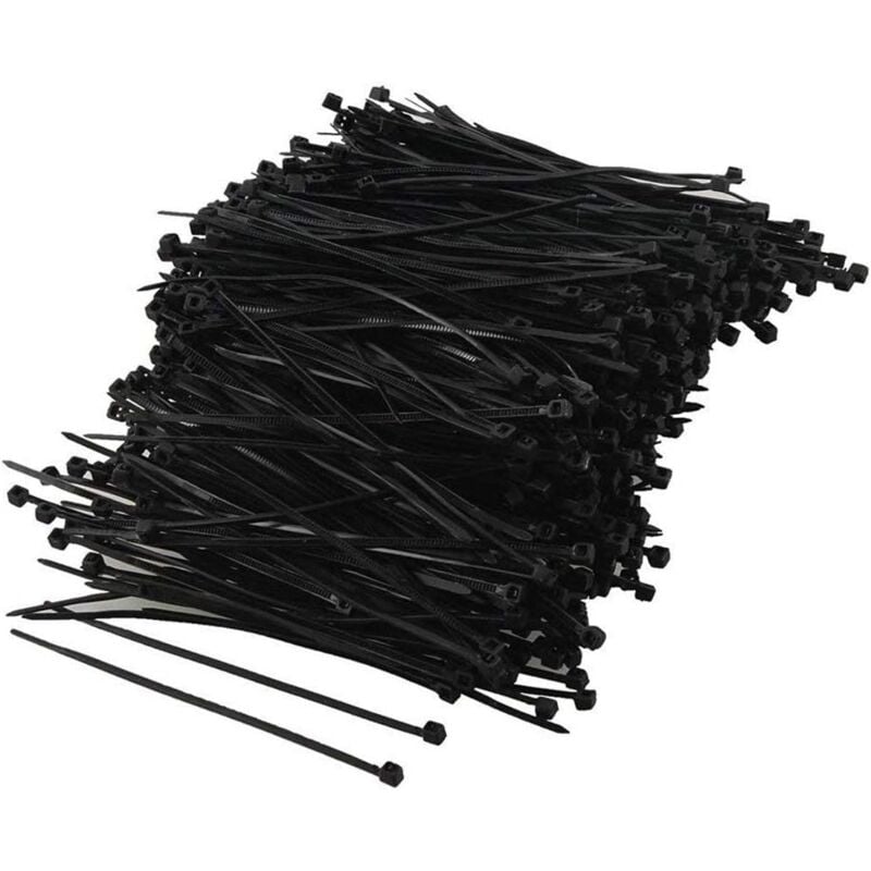foto del prodotto fascette stringicavo in nylon e plastica, 1000 pezzi 2x100 mm, nere 