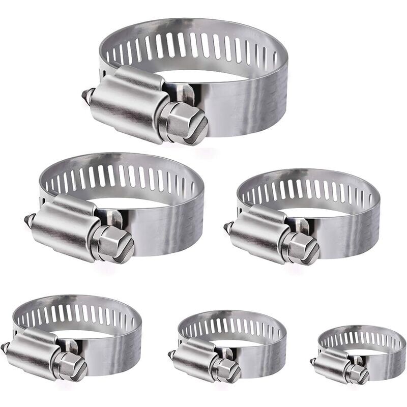 foto del prodotto fascette stringitubo, 36 pezzi fascette stringitubo regolabili in acciaio inox da 6 a 51 mm, assortimento di 8 misure per tubi dell acqua domestici,