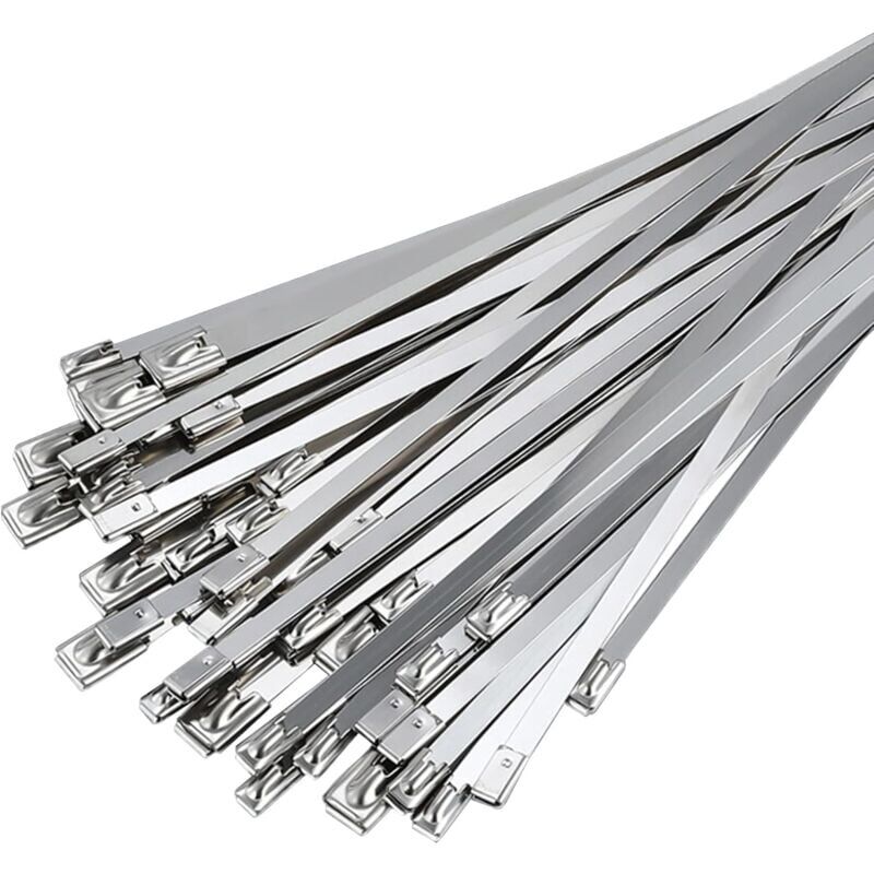 foto del prodotto fascette stringitubo in acciaio inossidabile 50 pezzi, fascette fermacavi in acciaio inossidabile da 300 mm x 4,6 mm, fascette stringitubo in acciaio