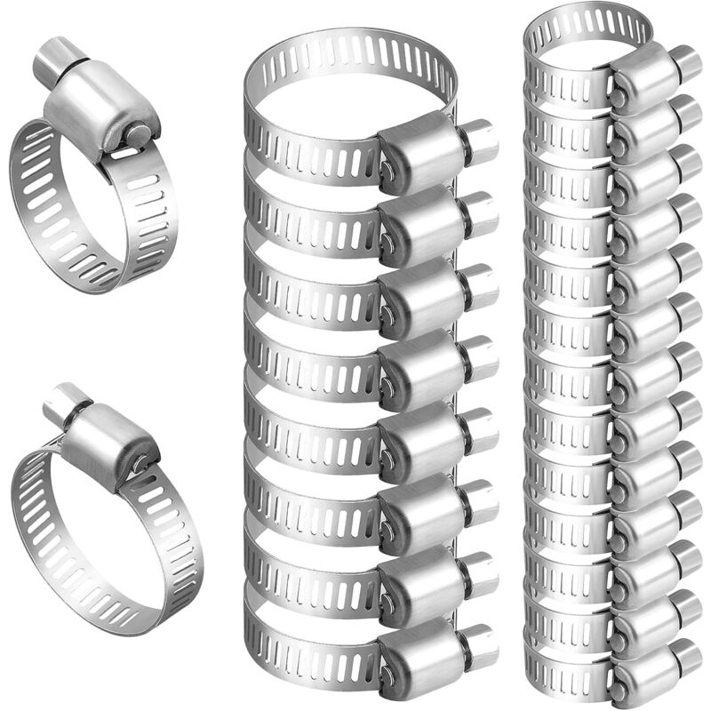 foto del prodotto fascette stringitubo regolabili da 25 pezzi in acciaio inossidabile 304 10 16 mm, 16 25 mm perfette per idraulica, automotive, lavatrici e