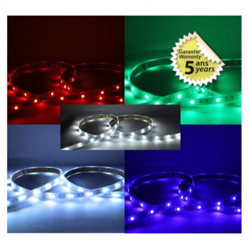foto del prodotto fascia led rgb 4000k 5m 60 led m 2.5w m ip67 24v 5 anni